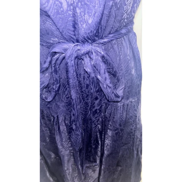 Women's Shoshanna Navy Jacquard Ruffle Sleeve Belted Midi Dress Size 6 - Picture 8 of 12